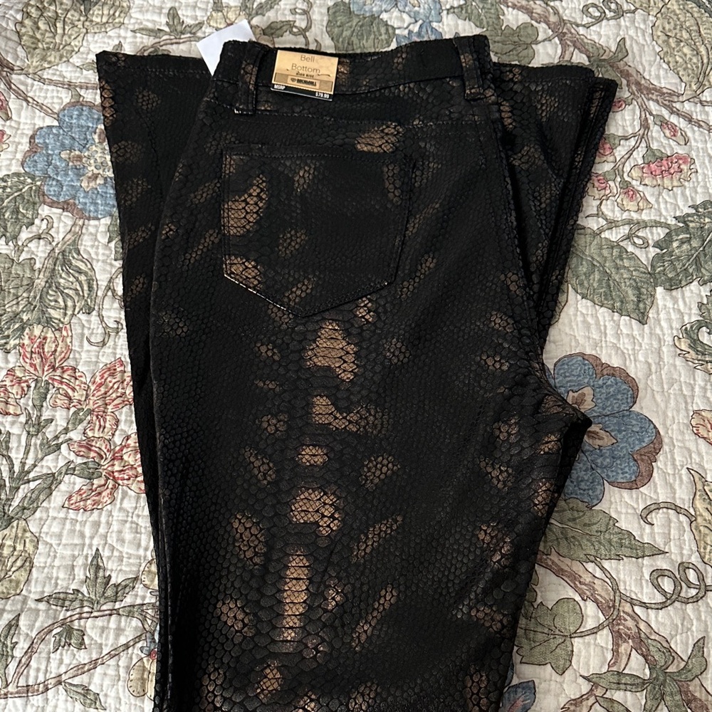 Rock&Roll Black Snake Print Bell Bottoms - Picture 4 of 4